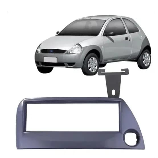 Moldura Painel 1 Din Ford Ka 1998 a 1999 Cor Cinza Com Furo