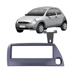 Moldura Painel 1 Din Ford Ka 1998 a 1999 Cor Cinza Com Furo