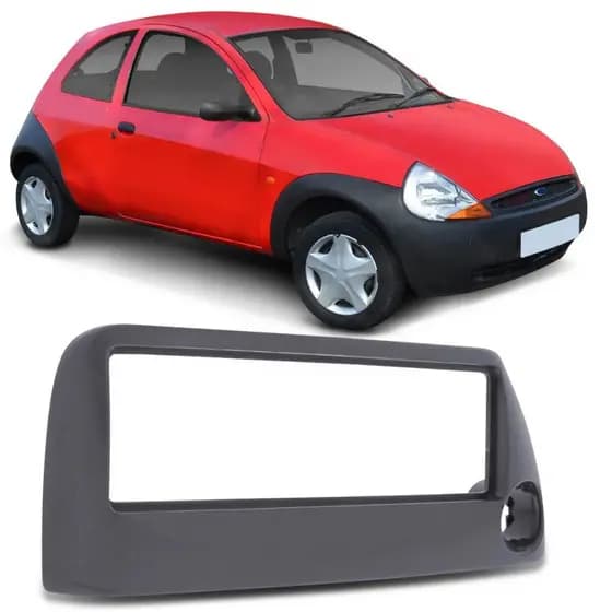 Moldura Painel 1 Din Ford Ka 1998 1999 2000 2001 2002 Preto Com Furo