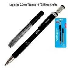 Lapiseira Técnica 2.0mm Preta + 1 Tubo com 8 Grafites Blister KZ1640BL KAZ