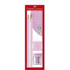 Kit Faber Castell Lápis 2b + Apontador + Borracha Tom Pastel Volta As Aulas