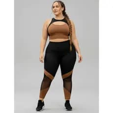 Conjuntos Academia top Calça Cós Alto Plus Size Sem Transparencia