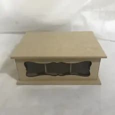Caixa De Chá - Com vidro Na Frente - 6 Div. - 10A X 19L X 24,5C - Em mdf cru