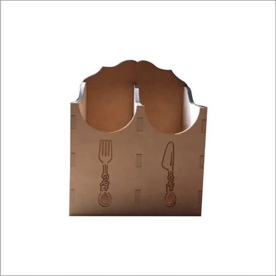 Porta talheres de mesa - Suporte para talheres - Organizador de mesa - 2 Div - MDF Cru