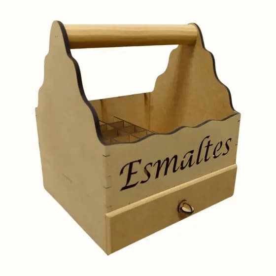 Cesta Para Esmalte pequena - 24 Div. - 1 gaveta  - Vazada "Esmaltes" na frente  - 25A X 20L X 22C - Em mdf cru