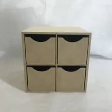 Caixa Organizadora - 4 Gavetas - 19A X 19L X 19C - Em mdf cru