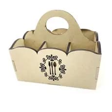 Porta Talheres - Vazado Talheres E Arabesco - 6 Divisorias - Em mdf cru - 18A X 15L X 22C
