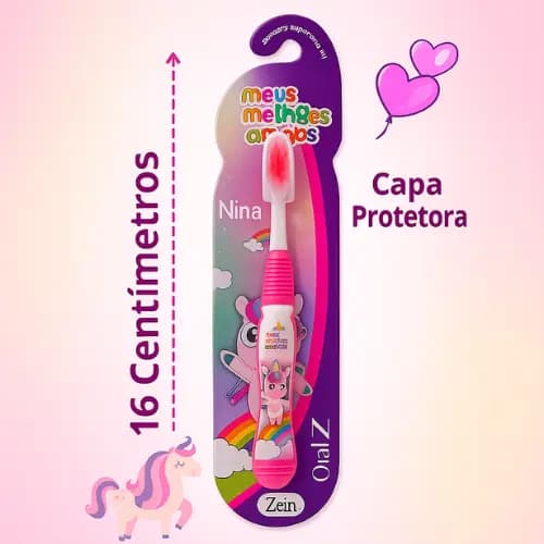Escova De Dentes Macia Infantil Criança Unicórnio Rosa