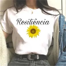 Blusa T-shirt feminina Camiseta Estampada Resiliência
