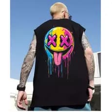 Regata Oversized Sleeveless Masculina Streetwear Estampada Em Algodão De Qualidade