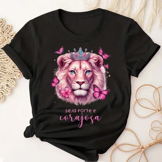 Camiseta T-shirt Blusa Feminina Leoa de Judá - Moda 100% ALGODÃO