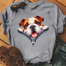 Camisetas T-shirts Blusa 100% Algodão Dog Zíper
