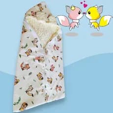 Saco de dormir bebê com xerpa, quentinho e macio, com capuz e orelhinhas. Ideal para dias frios!