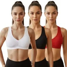 Kit 3 Top Fitness Feminino Bojo Removível Academia Treino Corrida Yoga