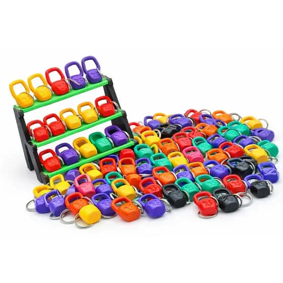 Kit Chaveiros Fitness Halteres Kettlebell Anilha ABS Qualidade Superior Sextavado KeltBall Academia