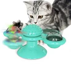 Brinquedo moinho de vento para gato plataforma giratória provocando chegou a hora do seu gato brincar envio imediato