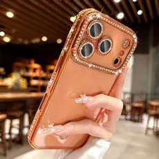 Luxo Transparente Glitter Diamante Caso De Telefone Para iPhone 17 Pro Max 16 15 14 13 TPU Capa À Prova De Choque