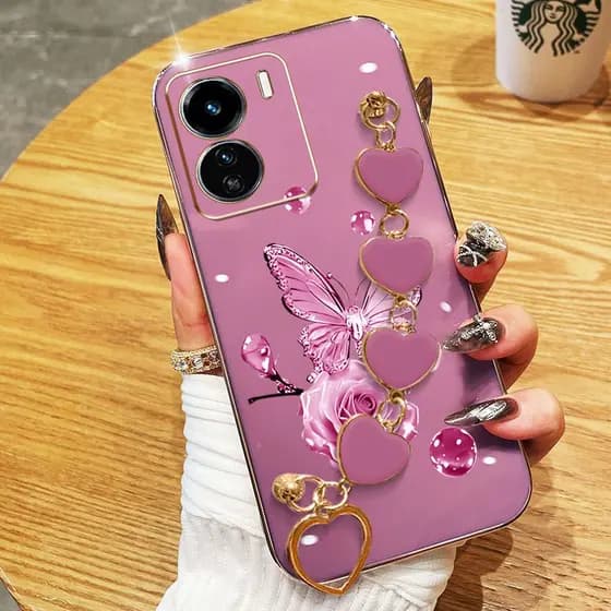 YBD Para Realme Note 70 70T 60 60X C61 (Índia) Narzo N61 Capa De Telefone Galvanoplastia Avançada Cor Prata Amor Borbole