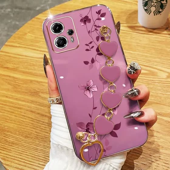 YBD Capa De Telefone Para Motorola Moto G13 G23 G53 G73 G84 G85 Processamento Amor Pulseira Linha Flor Videira Estilo Mi