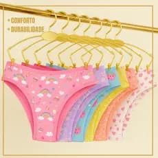 Kit 10 Calcinhas Juvenil Algodão Confortável Calcinha para Meninas Infantil