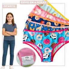 Kit com 10 Calcinhas Infantil Microfibra com Forro 100% Algodão Moda Kids Calcinha para Meninas