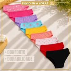 Kit 10 Calcinhas Infantil 100% de Algodão Calcinha para Meninas Infantojuvenil
