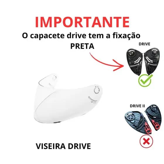 Viseira Capacete Fly Drive I, Honda HSF 1 (FIXAÇÃO PRETA)
