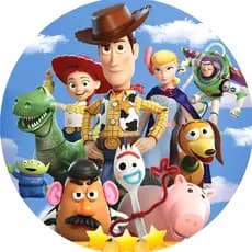 Painel Toy Story Redondo 50x50 Woody Jessie Buzz C/ Elástico