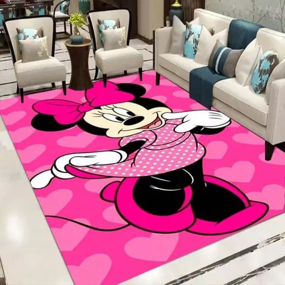 Tapete Retangular Minnie Mickey Mouse Infantil Antiderrapante 100x140