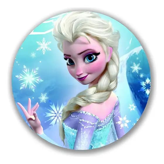 Painel Redondo Sublimado C/elástico 50cm X 50cm Elsa Frozen Capa Mini de Mesa