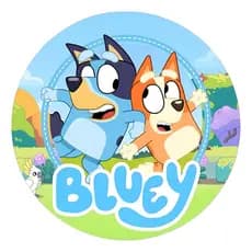 Painel Redondo Bluey E Bingo 50x50 Cm Festa Com Elástico