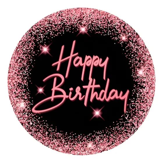 Painel Redondo 50x50cm Happy Birthday Feliz Aniversário Party Com Elástico