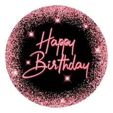 Painel Redondo 50x50cm Happy Birthday Feliz Aniversário Party Com Elástico
