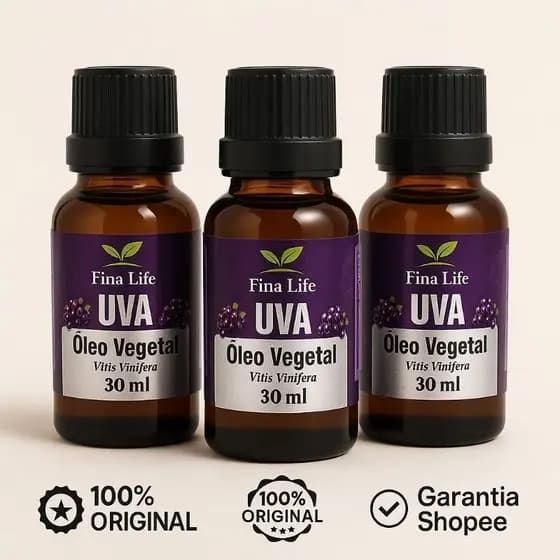 Óleo de semente de uva 30ml prensado a frio fina life 3 unidades - hidratação profunda