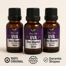 Óleo de semente de uva 30ml prensado a frio fina life 3 unidades - hidratação profunda