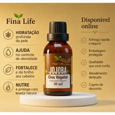Óleo de jojoba 30ml fina life 100% puro CABELO - PELE - HIDRATAÇÃO- NUTRIÇÃO