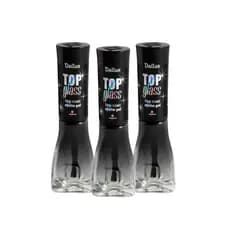 Kit 3 un Dailus Top Coat Glass Efeito Gel Finalização Unhas sem Cabine 8ml