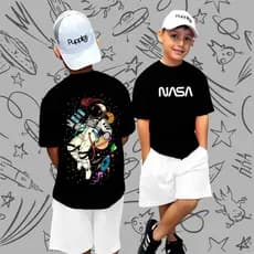 Camisa 30.1 Astronauta Planeta Nasa Especial Grande Algodão Leve Fresca 2 ao 14 Meninos Estampada