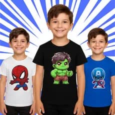 Camiseta Infantil Meninos Algodão 30.1 do Tamanho 2 ao 8 Roupas Meninos Super Heróis