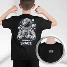 Camisa Infantil 30.1 Need Space Astronauta Camiseta Manga Curta Blusa Algodão Confort