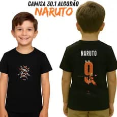 Camisa 30.1 Naruto 9 Manga Curta Algodão Leve Fresca 2 ao 14 Meninos Estampada Qualidade