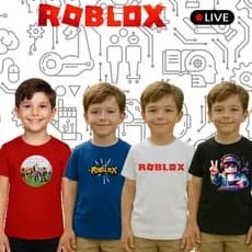 Kit 4 Camisetas Infantil Coleção Roblox Live Menino Camisa Algodão Tamanho do 2 ao 8 Roupas Meninos