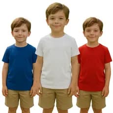 Kit Camisetas Infantil Básica Moda Lisa Meninos Camisa Algodão Blusas Coloridas Criança