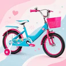 Bicicleta infantil Menina Aro 16 Love Rosa Tiffany Cesto e Rodinhas UniToys