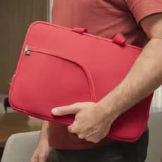 Capa Case Pasta Notebook Vermelha C/ Bolso Polegadas Impermeável Resistente Para Viagens