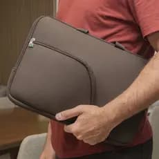 Capa Case Notebook Pasta Marrom Com Bolso Alça Externa Resistente Impermeável