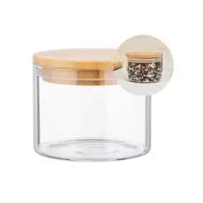 Pote Hermético De Vidro Borossilicato Com Tampa de Bambu Moderno E Luxuoso Organização 500ml