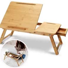 Mesa De Notebook Estudar Tablet Home Office Multiuso Bambu Sustentável Estudo Leitura Conforto