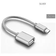 Cabo adaptador USB fêmea para USB-C macho cabo nylon OTG Smartphone Nintendo Switch PC Notebook