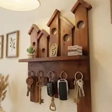 Porta Chaves De Parede Rustico Madeira Nicho Prateleira Organizador Decorativo Casa Casinha